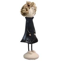 Contemporary Figurine Lady With Playful Spiky Hair - Various Colours - thumbnail 3