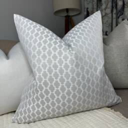 Elegant Geometric Jacquard Cushion Cover, Grey Dove Pillow Modern Contemporary Home, Neutral Tones Cover Wotton Ashley Wilde - thumbnail 1