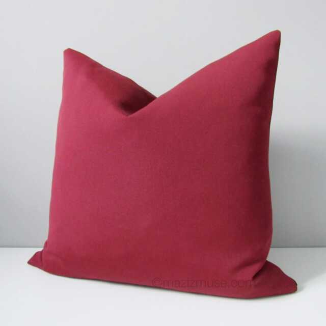 Burgundy Sunbrella?? Outdoor Pillow Cover, Cherry Red Throw Cushions For Patio & Deck Chairs, Modern Toss Pillows By Mazizmuse - image 1