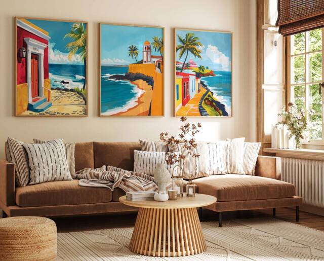 Set Of 3 Puerto Rico Posters, Travel Prints, Art, Tropical Decor, Caribbean Wall North American Gift - image 1