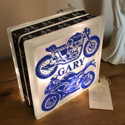 Motorbikes Triumph & Suzuki Nightlight, Bikers Glass Light Block, Personalised Or Personalized Keepsake Gift - thumbnail 4