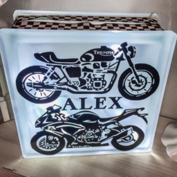 Motorbikes Triumph & Suzuki Nightlight, Bikers Glass Light Block, Personalised Or Personalized Keepsake Gift - thumbnail 3