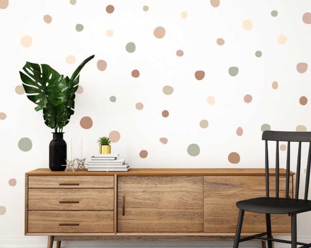 Dusty Rose Irregular Polka Dot Wall Stickers, Boho Chic Nursery Decor - 140 Pack - image 1