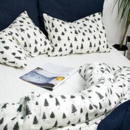 Linen Bedding With Christmas Trees. 3 Piece Set. Pine Tree Bedding Bedding, Forest Bedding. Duvet & 2 Pillow Covers - thumbnail 2