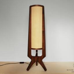 Walnut Veneer Table Lamp, 70S Style Decorative Lighting - thumbnail 3