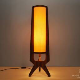 Walnut Veneer Table Lamp, 70S Style Decorative Lighting - thumbnail 2