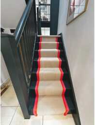 Pink Stitched Taped Edge Stair Runner Beige