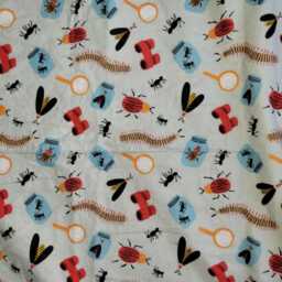 Insect Baby Blanket Cotton Flannel & Red Minky Plush - thumbnail 3