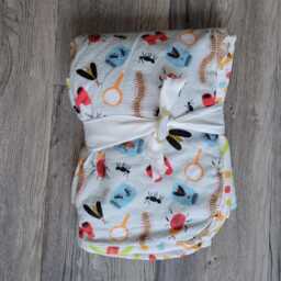 Insect Baby Blanket Cotton Flannel & Red Minky Plush - thumbnail 2