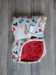 Insect Baby Blanket Cotton Flannel & Red Minky Plush - thumbnail 1