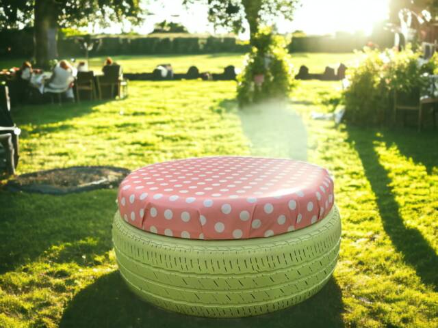 Colourful Tyre Seats - Tables Reclaimed Garden Furniture The Bridge - image 1