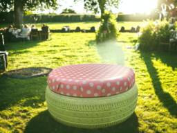 Colourful Tyre Seats - Tables Reclaimed Garden Furniture The Bridge - thumbnail 1