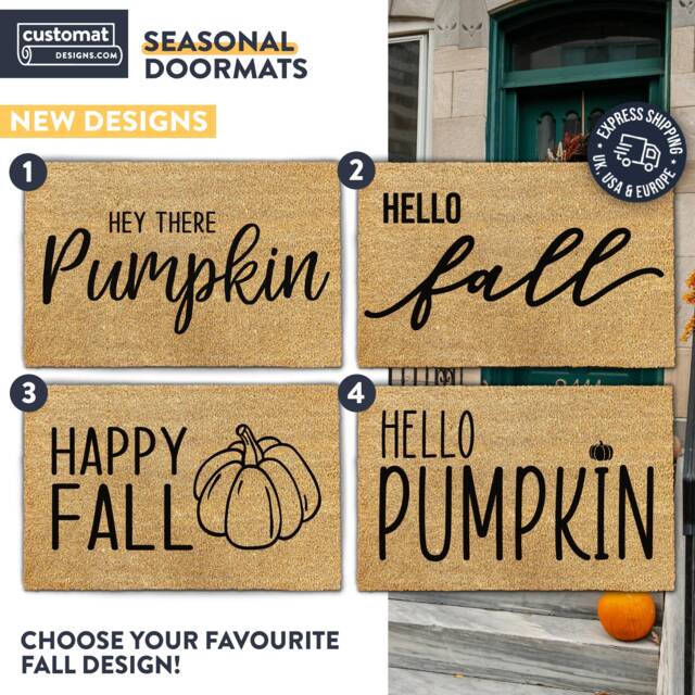 Fall Vibes Entryway Rug, Personalized Welcome Mat For Home, Cozy Harvest Season Doormat, Fall-Themed Front Door, Happy - image 1