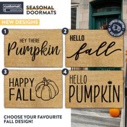 Fall Vibes Entryway Rug, Personalized Welcome Mat For Home, Cozy Harvest Season Doormat, Fall-Themed Front Door, Happy - thumbnail 1