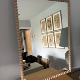 Bobbin Mirror Full Round Extra Large 30mm Barewood Beech 90cm X 65cm - thumbnail 2