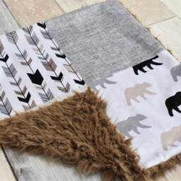 Brown Bear Lovey - Mini Baby Blanket Paw Security Minky Woodland Gift - thumbnail 3
