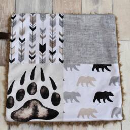 Brown Bear Lovey - Mini Baby Blanket Paw Security Minky Woodland Gift - thumbnail 2