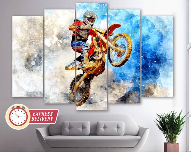 Motocross Canvas Print, Dirt Bikes Wall Art, Biker Gift, Canvas, Photo, Bike Poster - image 1