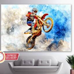 Motocross Canvas Print, Dirt Bikes Wall Art, Biker Gift, Canvas, Photo, Bike Poster - thumbnail 3