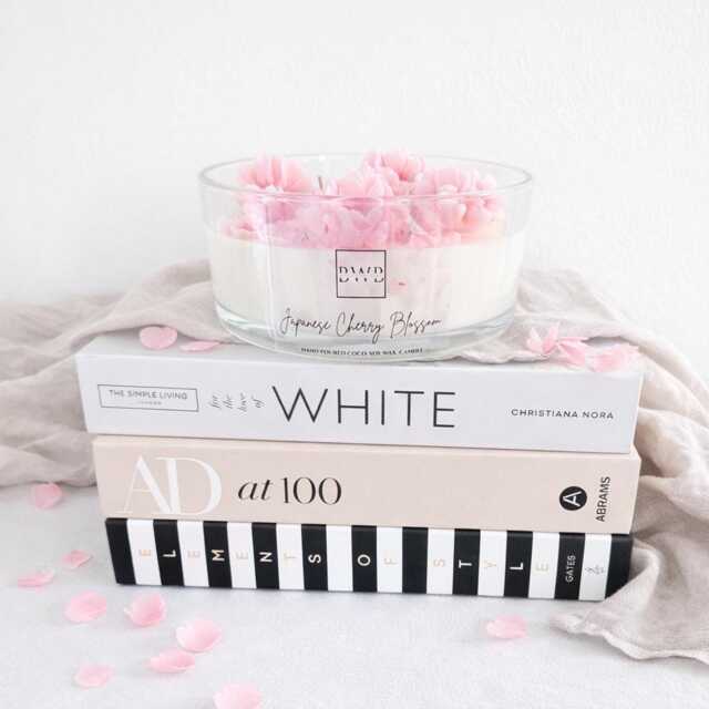 Luxury 4 Wick Cherry Blossom Candle - 750Ml Coco Soy Wax Flower Topped Statement Japanese Scent Gift - image 1