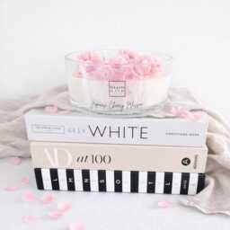 Luxury 4 Wick Cherry Blossom Candle - 750Ml Coco Soy Wax Flower Topped Statement Japanese Scent Gift