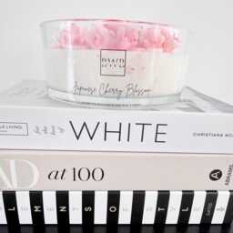 Luxury 4 Wick Cherry Blossom Candle - 750Ml Coco Soy Wax Flower Topped Statement Japanese Scent Gift - thumbnail 4