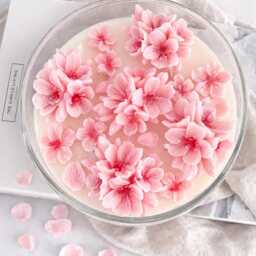 Luxury 4 Wick Cherry Blossom Candle - 750Ml Coco Soy Wax Flower Topped Statement Japanese Scent Gift - thumbnail 2