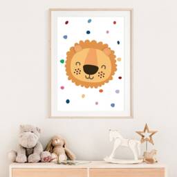Lion Print, Safari Nursery, Boys Nursery Kids Wall Art, Playroom Decor, Jungle, Wild & Free, Rainbow Colourful Art - thumbnail 2