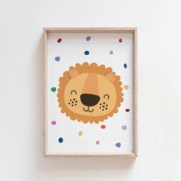 Lion Print, Safari Nursery, Boys Nursery Kids Wall Art, Playroom Decor, Jungle, Wild & Free, Rainbow Colourful Art - thumbnail 1