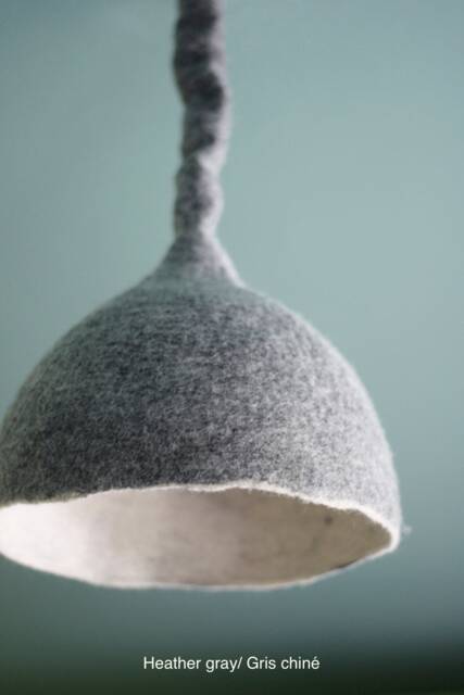 Felted Wool Pendant Lighting Gray Swag Lamp, Eco Home Decor - image 1