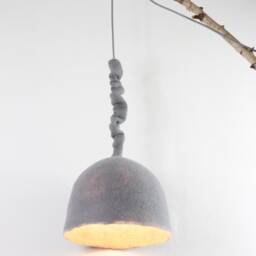Felted Wool Pendant Lighting Gray Swag Lamp, Eco Home Decor - thumbnail 3