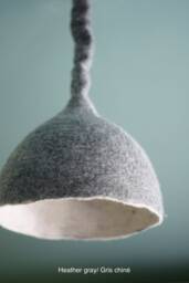 Felted Wool Pendant Lighting Gray Swag Lamp, Eco Home Decor