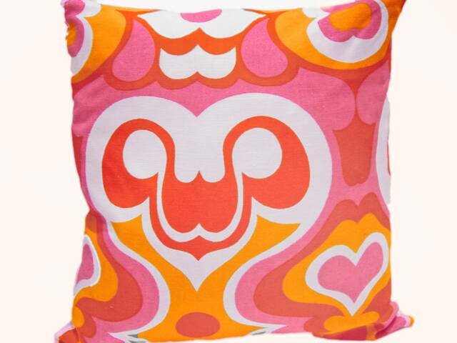 Pop Art 60S/70S Cushion 40 X cm - 50 Pink Candy, Pink, Yellow, Orange Cover, Retro Flower Power Lounge, Vintage Cover - image 1