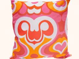 Pop Art 60S/70S Cushion 40 X cm - 50 Pink Candy, Pink, Yellow, Orange Cover, Retro Flower Power Lounge, Vintage Cover - thumbnail 1