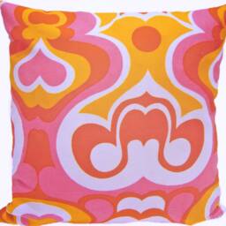 Pop Art 60S/70S Cushion 40 X cm - 50 Pink Candy, Pink, Yellow, Orange Cover, Retro Flower Power Lounge, Vintage Cover - thumbnail 2