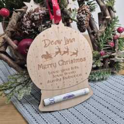 Personalised Christmas Money Holder, Stocking Filler Cash Gift, Holder Tree Ornament, Xmas Custom Wallet - thumbnail 3
