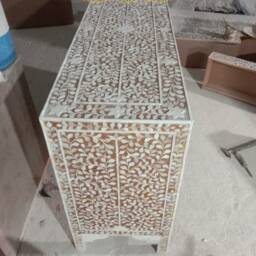 Designer Bone Inlay Cabinet Grey Floral Pattern Chest Of 7 Drawers - thumbnail 4