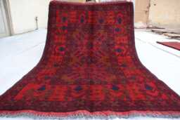3'3x4'9 Ft Red Afghan Outdoor Rug, Turkmen Oriental Geometric Khal Mohammedi Bukhara Handmade Livingroom D??cor Office Rug