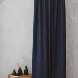 Midnight Blue Pencil Pleat Linen Curtain - 100% Natural Flax, Eco-Friendly, Handmade Drapery For Modern & Classic Homes, Various Colors - thumbnail 3