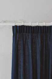 Midnight Blue Pencil Pleat Linen Curtain - 100% Natural Flax, Eco-Friendly, Handmade Drapery For Modern & Classic Homes, Various Colors