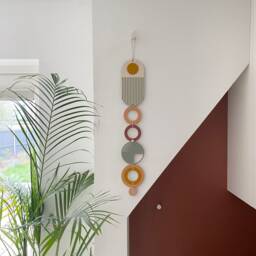 Muted Modern Wall Art - Geometric Artwork Minimal Home Decor New Trend Slim Line Long Tapestry Wood - thumbnail 4