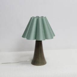 Aquamarine Fabric Lampshade Ceramic Table Lamp - Leopard Base - thumbnail 3