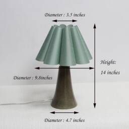 Aquamarine Fabric Lampshade Ceramic Table Lamp - Leopard Base - thumbnail 2