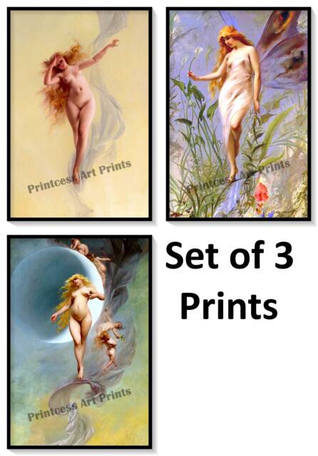 Luis Ricardo Fairy Or Goddess Vintage Illustrations Set Of 3 Art Prints - image 1
