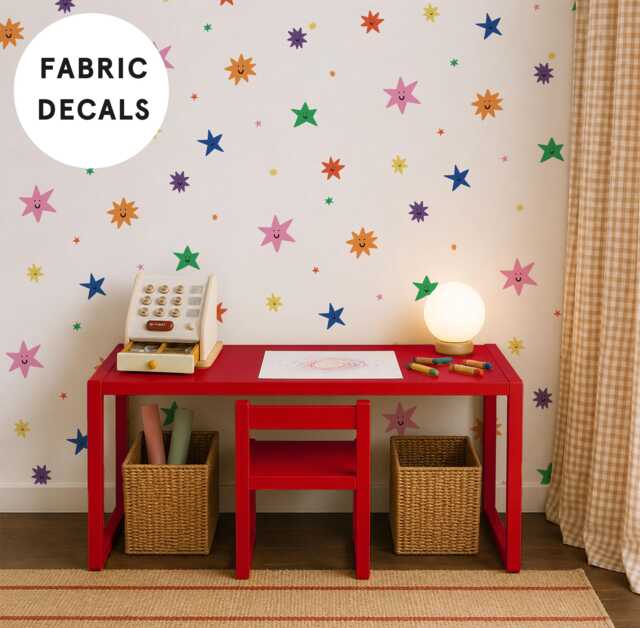 Smiley Face Star Fabric Wall Stickers For Kids Room - Peel & Stick Removable Decals - image 1