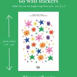 Smiley Face Star Fabric Wall Stickers For Kids Room - Peel & Stick Removable Decals - thumbnail 2