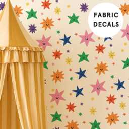 Smiley Face Star Fabric Wall Stickers For Kids Room - Peel & Stick Removable Decals - thumbnail 3