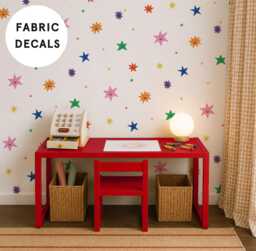 Smiley Face Star Fabric Wall Stickers For Kids Room - Peel & Stick Removable Decals