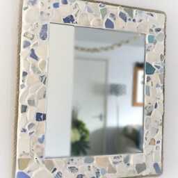Sea Pottery Mosaic Mirror Nautical Rope Edge, Isle Of Wight Seaglass - thumbnail 3