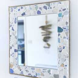 Sea Pottery Mosaic Mirror Nautical Rope Edge, Isle Of Wight Seaglass - thumbnail 2